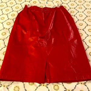 Red leather skirt NWOT